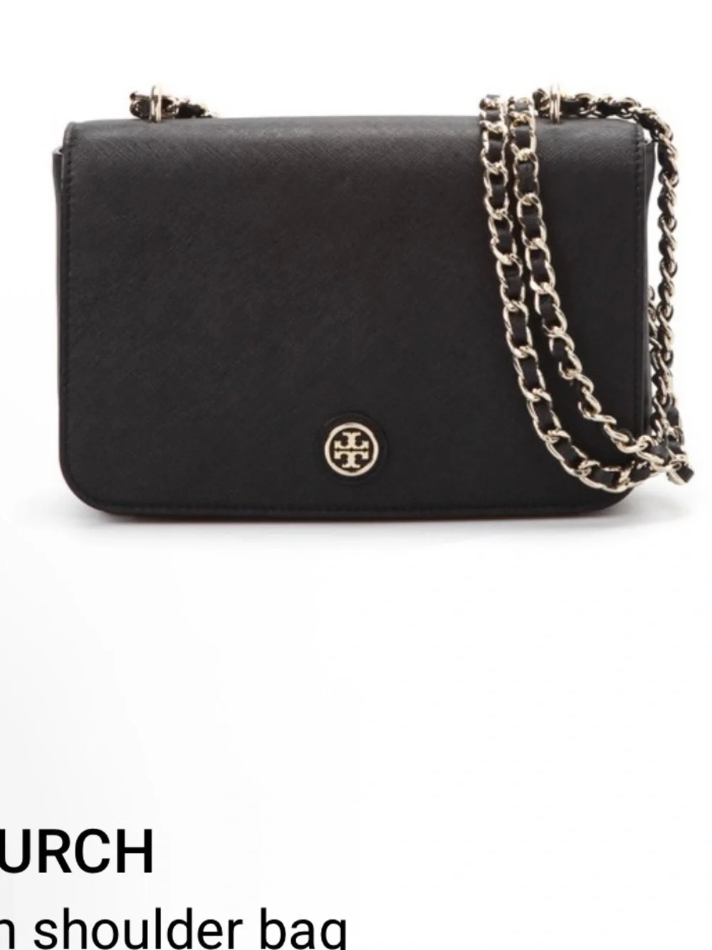 Tory Burch Black Leather Chain-Detail Crossbody